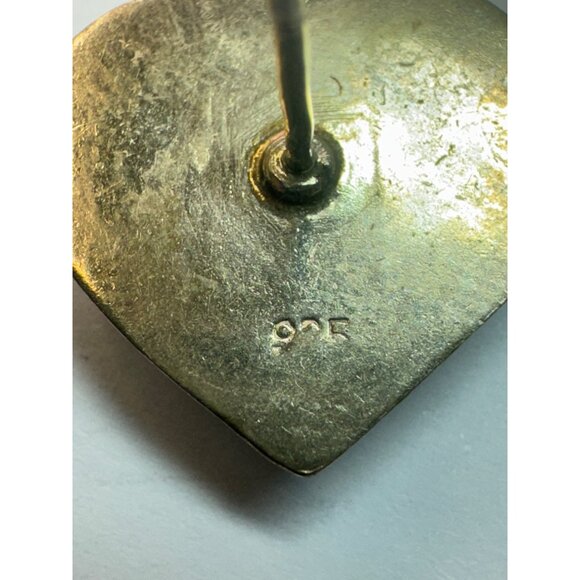 Vintage Estate Sterling Silver 925 Heart Engraved Stud Earrings 4.1g EZ Backs - Picture 5 of 8